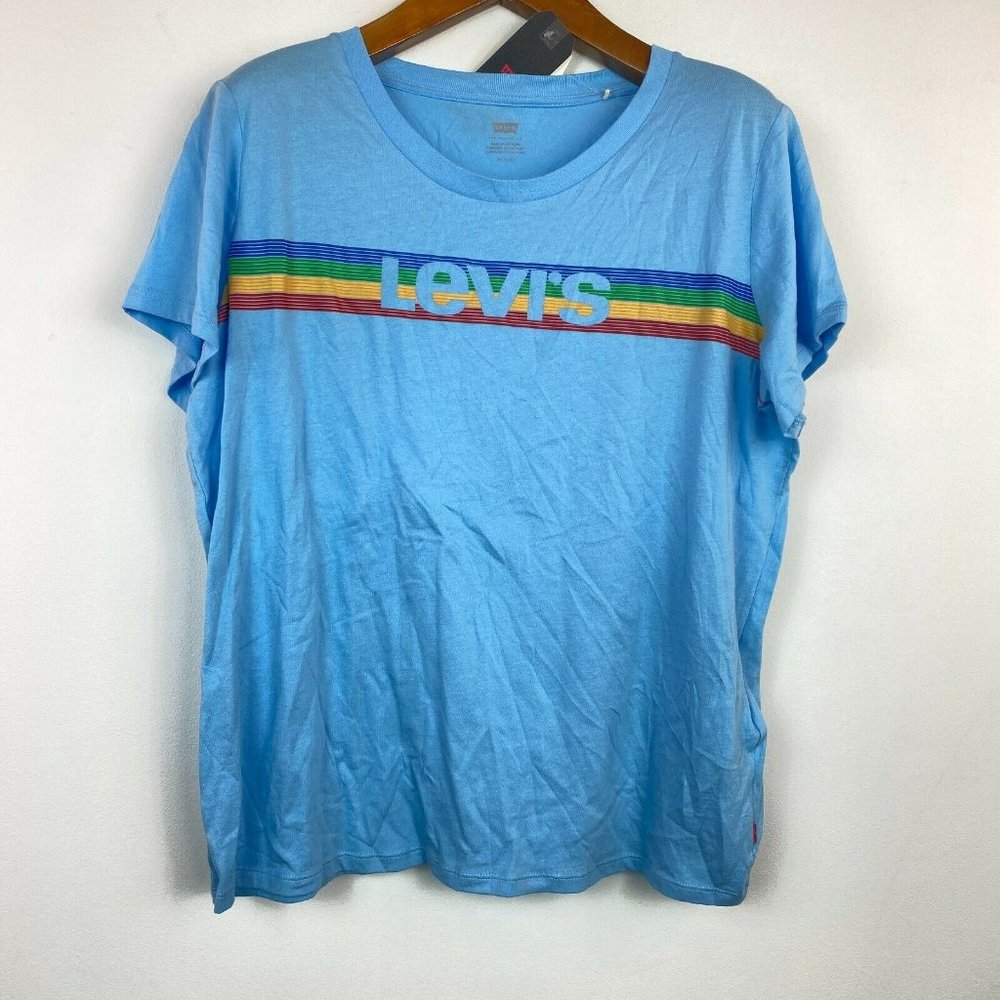 Levis 1X Blue Logo Chest Stripe T-Shirt NWT CT38